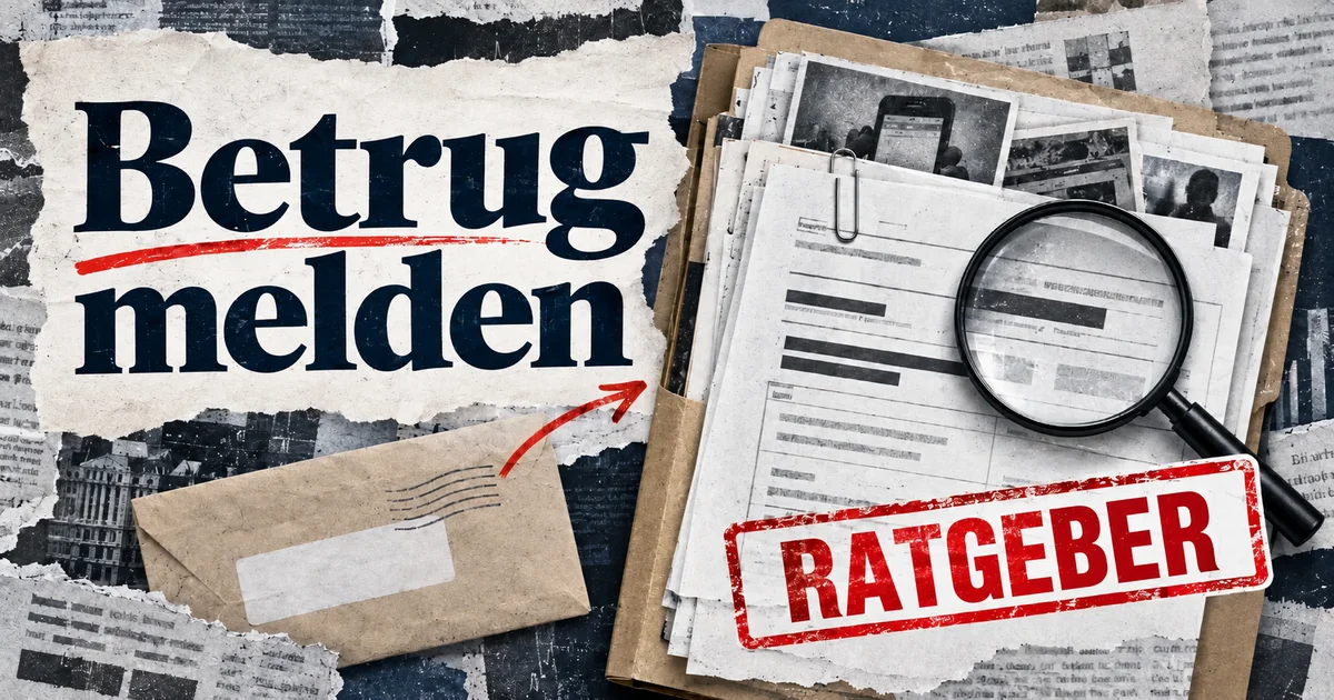 Redaktionelle Illustration: Betrug melden: Wohin gehen und was vorbereiten?