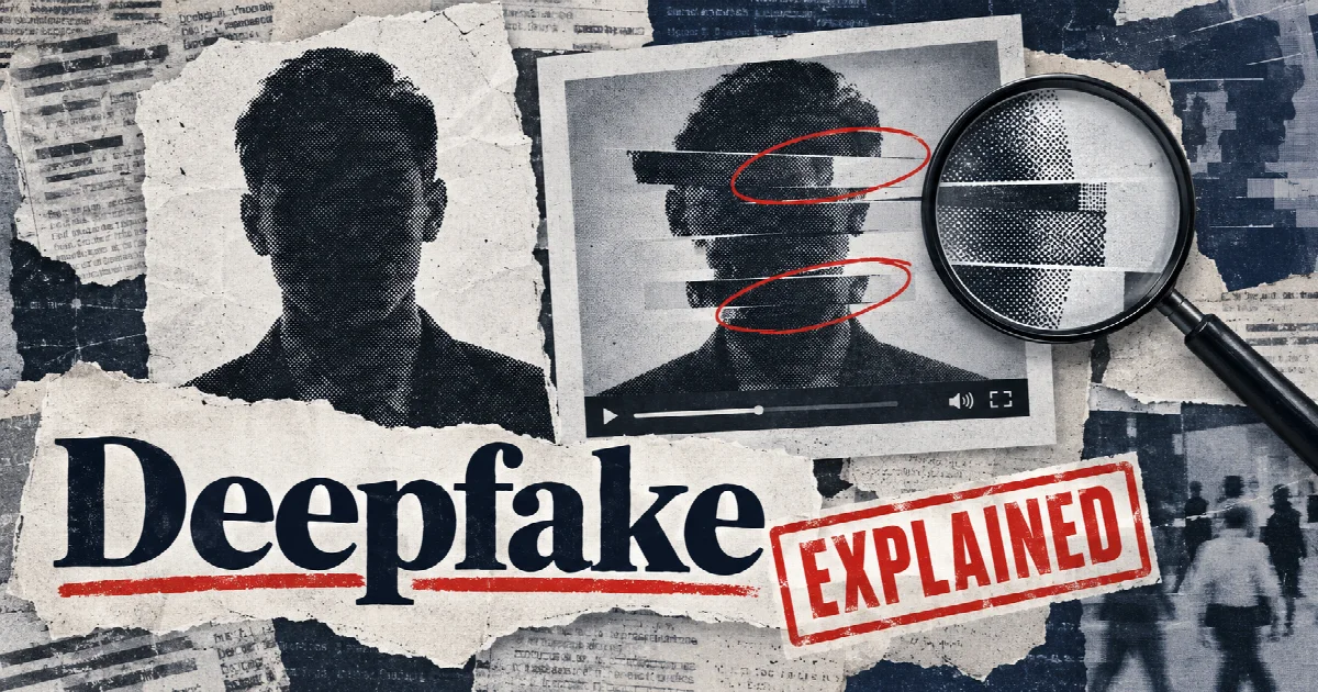 Editorial illustration: Deepfake
