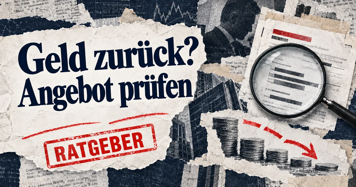 Redaktionelle Illustration: Geld zurückholen lassen: So prüfen Sie ein Angebot